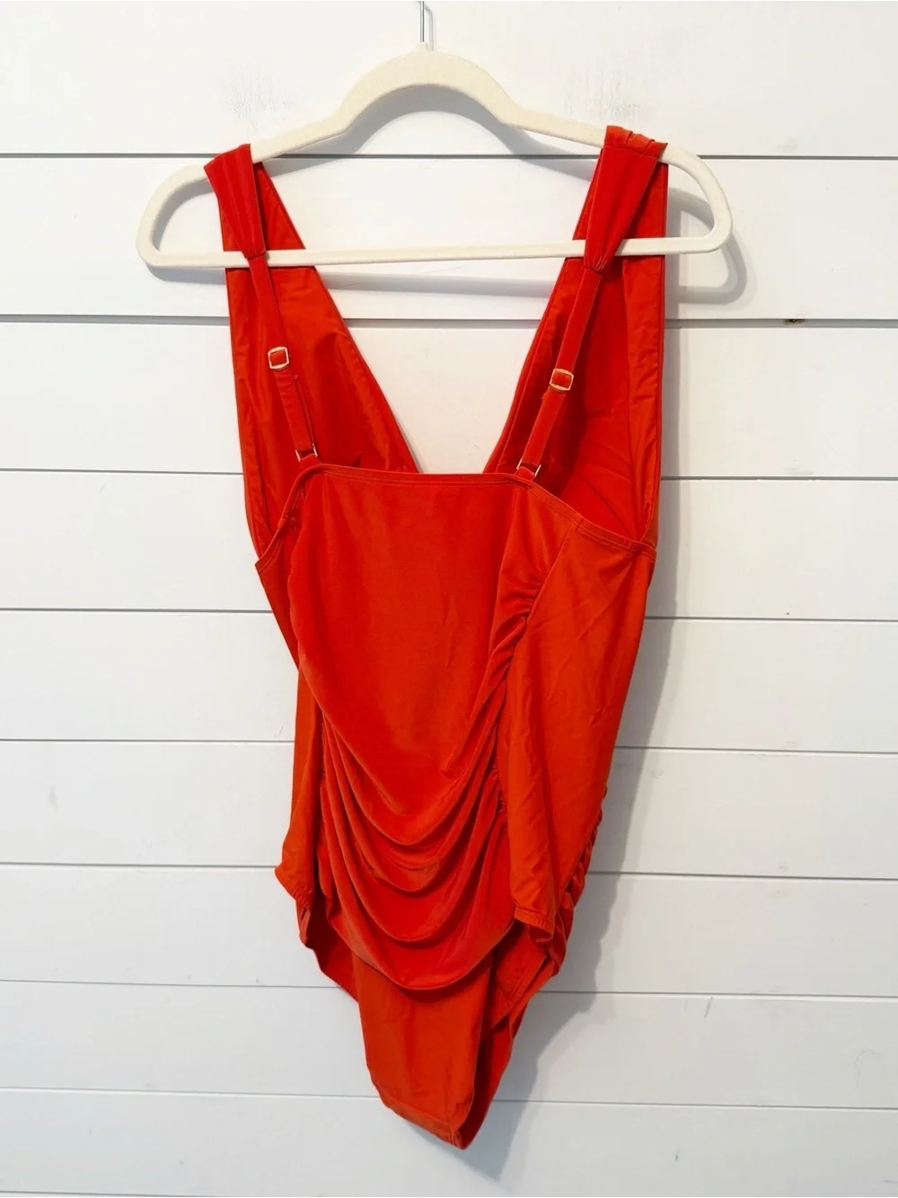 NWOTs Beyond Control Solid Plunge V-Neck One-Piece Habanero Red Swimsuit Size 16